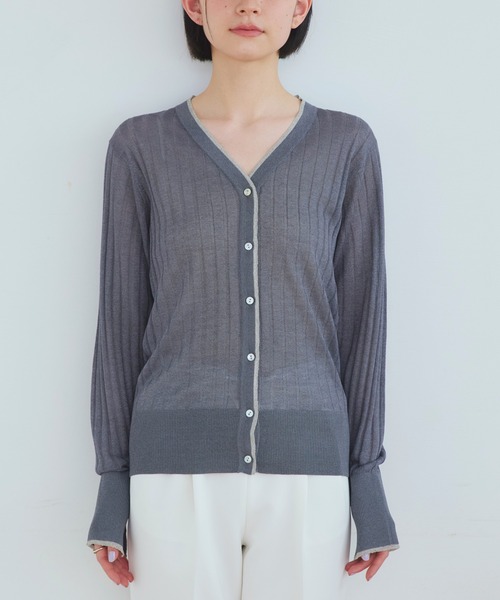 ルイルエブティック RUIRUE BOUTIQUE 前後2WAYミックスラメカラー糸ニットカーデ （ブラウン） ルイルエブティック RUIRUE BOUTIQUE 前後2WAYミックス