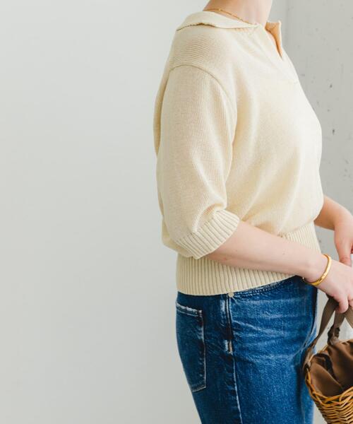 F by ROSSO（エフバイロッソ）の「F by ROSSO　オープンカラーサマーニット（ニット/セーター・レディース・ブルー/ライトベージュ/その他1・FREE）」の6枚目の写真