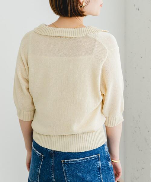 F by ROSSO（エフバイロッソ）の「F by ROSSO　オープンカラーサマーニット（ニット/セーター・レディース・ブルー/ライトベージュ/その他1・FREE）」の7枚目の写真