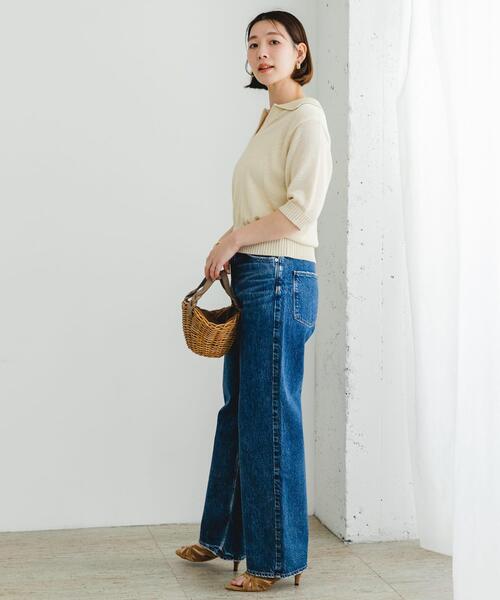 F by ROSSO（エフバイロッソ）の「F by ROSSO　オープンカラーサマーニット（ニット/セーター・レディース・ブルー/ライトベージュ/その他1・FREE）」の9枚目の写真