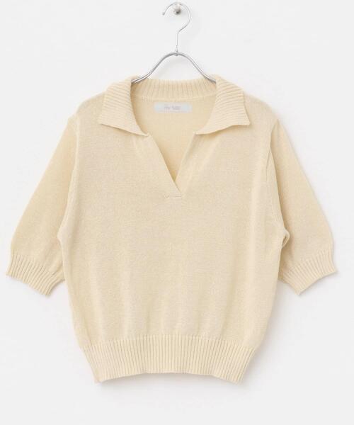 F by ROSSO（エフバイロッソ）の「F by ROSSO　オープンカラーサマーニット（ニット/セーター・レディース・ブルー/ライトベージュ/その他1・FREE）」の11枚目の写真