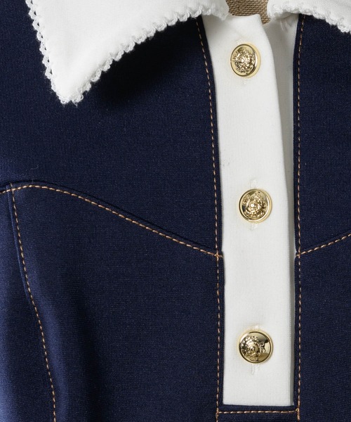 ララーナ レトロクラシックポロワンピース ネイビー レトロクラシックポロワンピース / Retro classic polo onepiece