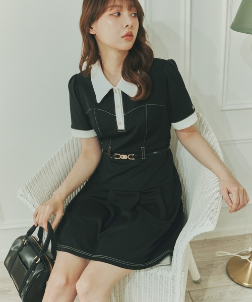 ララーナ レトロクラシックポロワンピース ネイビー レトロクラシックポロワンピース / Retro classic polo onepiece