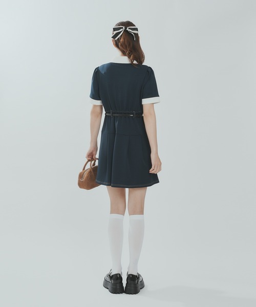 ララーナ レトロクラシックポロワンピース ネイビー レトロクラシックポロワンピース / Retro classic polo onepiece