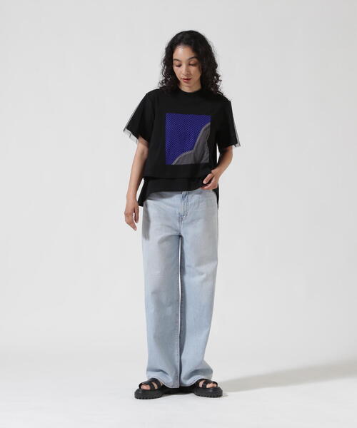 AULA AILA(アウラアイラ)の「AULA AILA(アウラ アイラ)別注メッシュコンビネーションT(Tシャツ/カットソー・レディース・ホワイト/ブラック・0)」の13枚目の写真