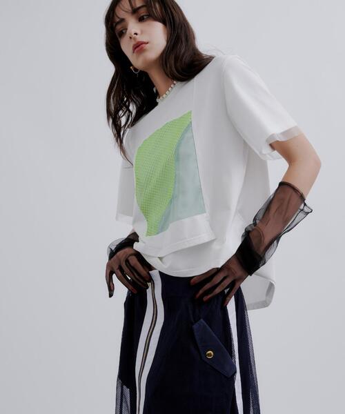 AULA AILA(アウラアイラ)の「AULA AILA(アウラ アイラ)別注メッシュコンビネーションT(Tシャツ/カットソー・レディース・ホワイト/ブラック・0)」の22枚目の写真