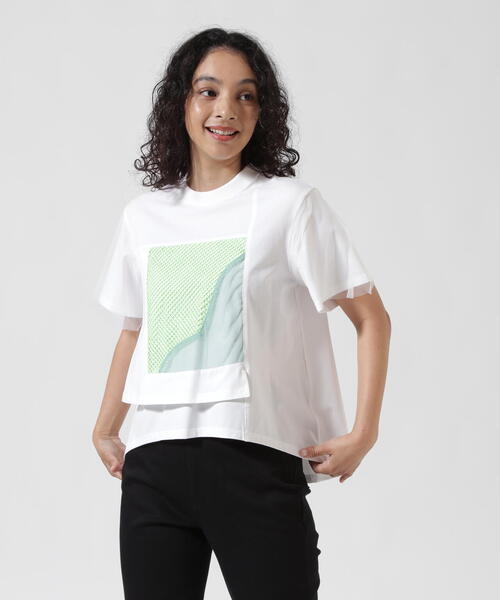 ￼ AULA AILA アウラアイラ　メッシュコンビネーションTシャツ　新品 MESH COMBINATION ASYMMETRY T-SHIRT — aulaaila