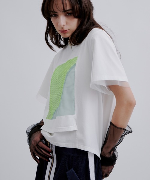 AULA AILA(アウラアイラ)の「AULA AILA(アウラ アイラ)別注メッシュコンビネーションT(Tシャツ/カットソー・レディース・ホワイト/ブラック・0)」の11枚目の写真