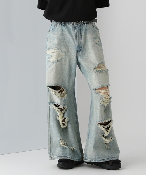 【HARE】 ワイドダメージデニムパンツ ワイドダメージデニムパンツ(HARE)（デニムパンツ）｜HARE（ハレ）の