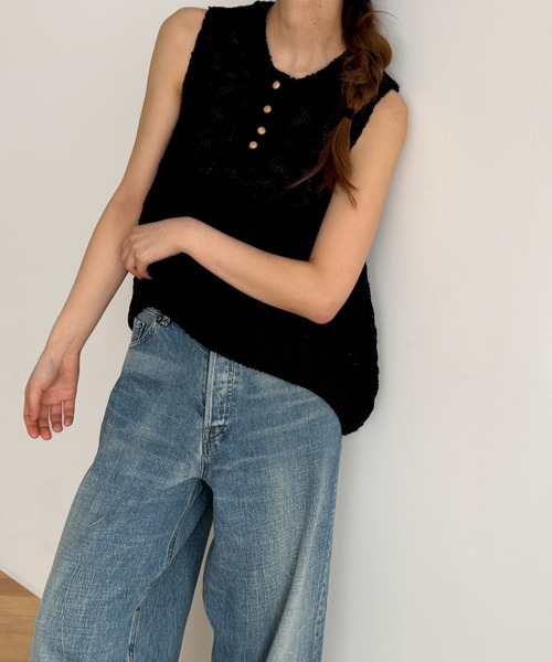 CANAL JEAN(キャナルジーン)の「El mar ヘンリーバルーンニットタンクトップ(タンクトップ・レディース・アイボリー/ブラック・ONE SIZE)」の2枚目の写真