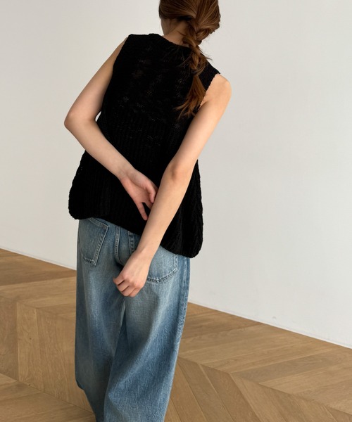 CANAL JEAN(キャナルジーン)の「El mar ヘンリーバルーンニットタンクトップ(タンクトップ・レディース・アイボリー/ブラック・ONE SIZE)」の4枚目の写真