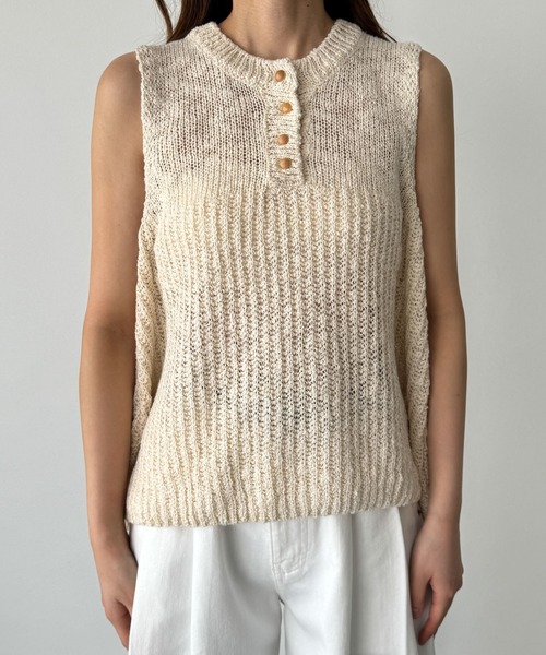 CANAL JEAN(キャナルジーン)の「El mar ヘンリーバルーンニットタンクトップ(タンクトップ・レディース・アイボリー/ブラック・ONE SIZE)」の9枚目の写真