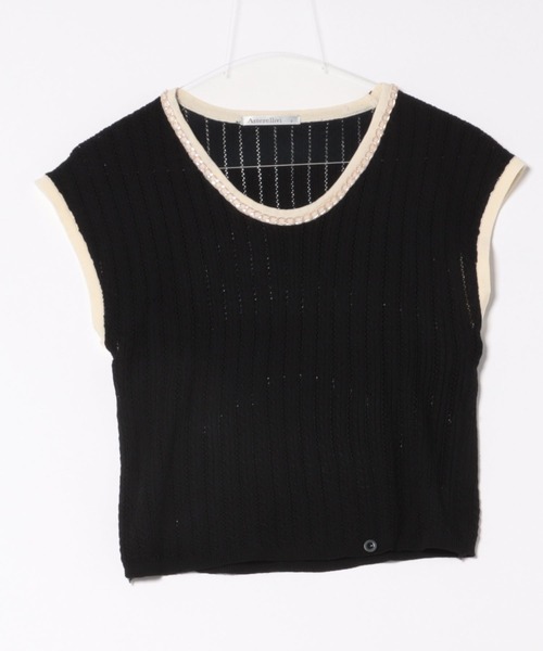 Asterellivi(アステレリビ)の「ニットTシャツ フレンチスリーブ(ニット/セーター・レディース・ブラック系その他/ブラック/ホワイト/ピンク/ベージュ・FREE)」の15枚目の写真