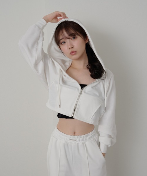 RAY CASSIN（レイカズン）の「【セットアップ対応】フード付ダブルジップパーカー（パーカー・レディース・グレー/ホワイト/ブラック系その他2/ホワイト系その他・FREE）」の5枚目の写真