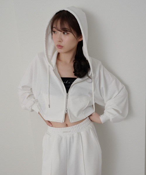 RAY CASSIN（レイカズン）の「【セットアップ対応】フード付ダブルジップパーカー（パーカー・レディース・グレー/ホワイト/ブラック系その他2/ホワイト系その他・FREE）」の6枚目の写真