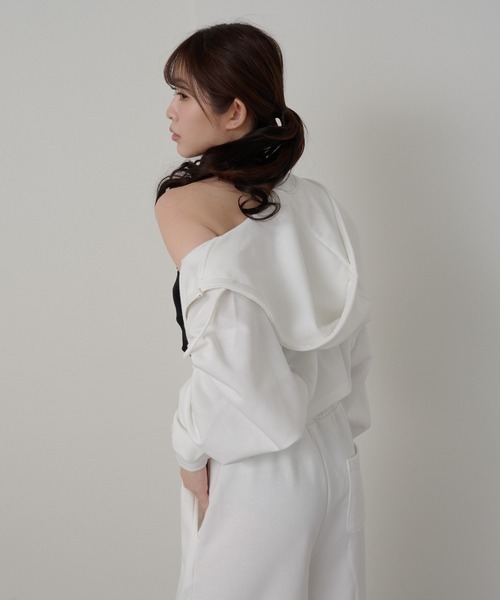 RAY CASSIN（レイカズン）の「【セットアップ対応】フード付ダブルジップパーカー（パーカー・レディース・グレー/ホワイト/ブラック系その他2/ホワイト系その他・FREE）」の7枚目の写真