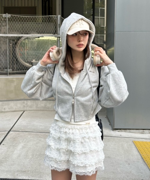 RAY CASSIN（レイカズン）の「【セットアップ対応】フード付ダブルジップパーカー（パーカー・レディース・グレー/ホワイト/ブラック系その他2/ホワイト系その他・FREE）」の19枚目の写真