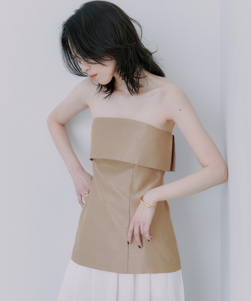 anuans(アニュアンス)の「シャンタンベアトップス(チューブトップ・レディース・ベージュ/ブラック/グレー・SMALL/MEDIUM)」の4枚目の写真