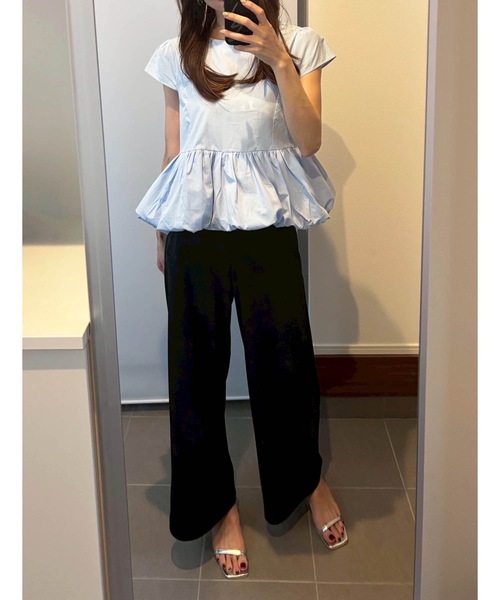 M y u(ミュー)の「【ZOZO限定アイテム】裾バルーンフリル半袖ブラス(シャツ/ブラウス・レディース・ブルー/ブラック/ホワイト・FREE)」の18枚目の写真