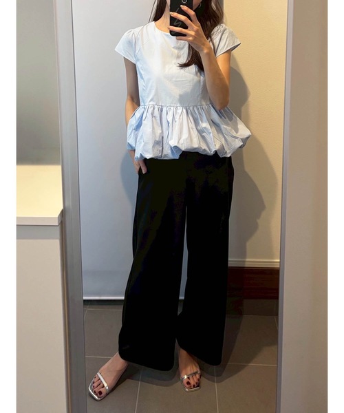 M y u(ミュー)の「【ZOZO限定アイテム】裾バルーンフリル半袖ブラス(シャツ/ブラウス・レディース・ブルー/ブラック/ホワイト・FREE)」の21枚目の写真
