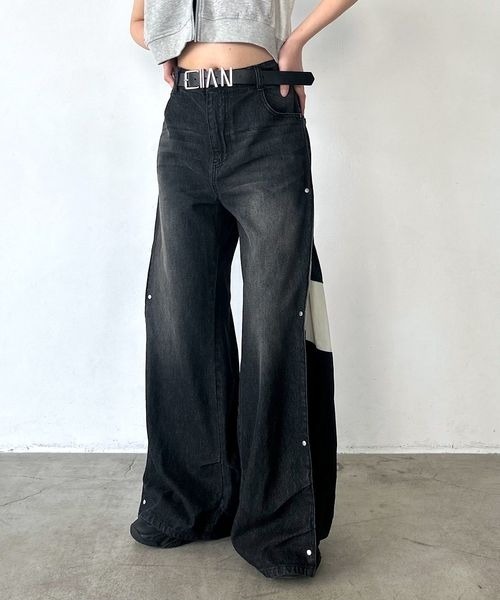 Anui（アニュイ）の「【UNISEX/3サイズ展開】サイドアジャストデニム（デニムパンツ・レディース・ブルー/ブラック・SMALL/MEDIUM/LARGE）」の3枚目の写真