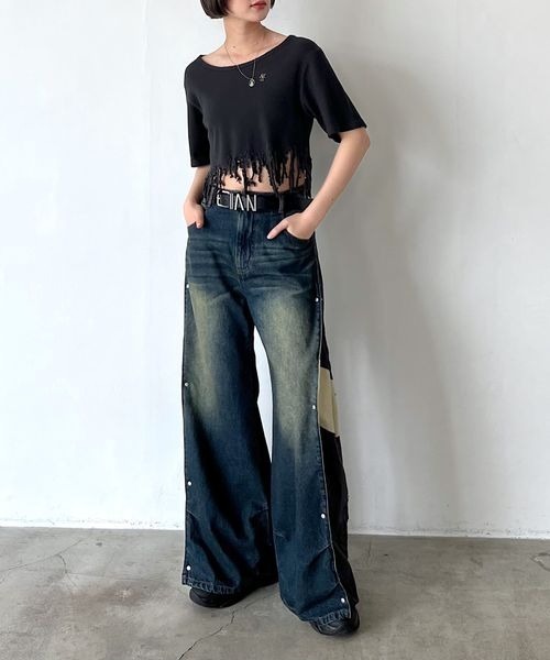 Anui（アニュイ）の「【UNISEX/3サイズ展開】サイドアジャストデニム（デニムパンツ・レディース・ブルー/ブラック・SMALL/MEDIUM/LARGE）」の10枚目の写真