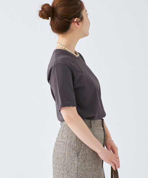 IENA(イエナ)の「ATON/エイトン 別注 FRESCA SINGLE JERSEY Tシャツ(Tシャツ/カットソー・レディース・ホワイト/ベージュ/グレー/ブラック系その他・FREE)」の10枚目の写真