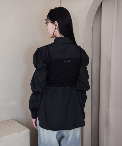 Y/lim（イリム）の「ギャザービスチェキャミ（キャミソール・レディース・オフホワイト/ブラック・M/L）」の4枚目の写真