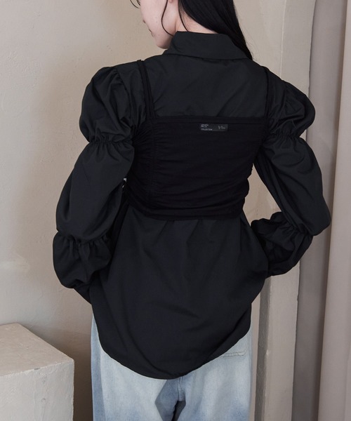 Y/lim（イリム）の「ギャザービスチェキャミ（キャミソール・レディース・オフホワイト/ブラック・M/L）」の6枚目の写真