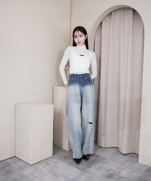 Y/lim（イリム）の「ギャザービスチェキャミ（キャミソール・レディース・オフホワイト/ブラック・M/L）」の13枚目の写真