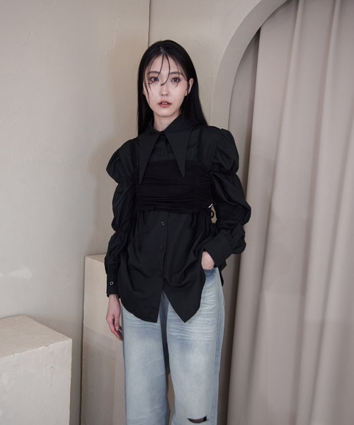 Y/lim（イリム）の「ギャザービスチェキャミ（キャミソール・レディース・オフホワイト/ブラック・M/L）」の8枚目の写真