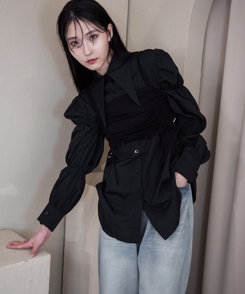 Y/lim（イリム）の「ギャザービスチェキャミ（キャミソール・レディース・オフホワイト/ブラック・M/L）」の7枚目の写真