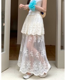 FUNdaysion（ファンデイション）の「レースレイヤードスカート（スカート）」