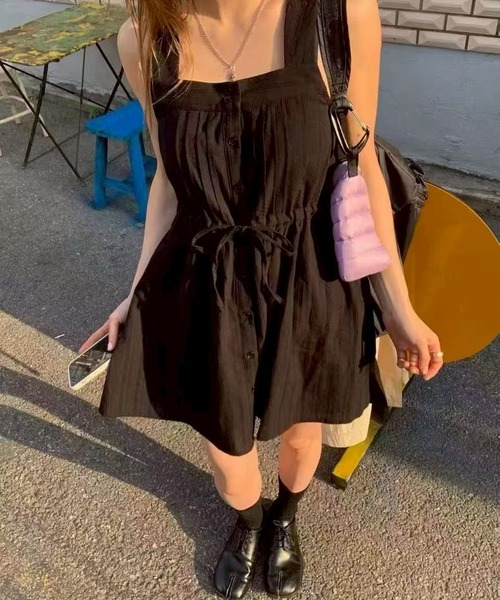 SpRay(スプレイ)の「前ボタンミニキャミワンピース(ワンピース・レディース・ホワイト/ブラック・FREE)」の2枚目の写真