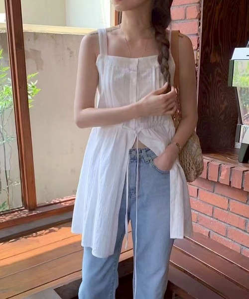 SpRay(スプレイ)の「前ボタンミニキャミワンピース(ワンピース・レディース・ホワイト/ブラック・FREE)」の4枚目の写真