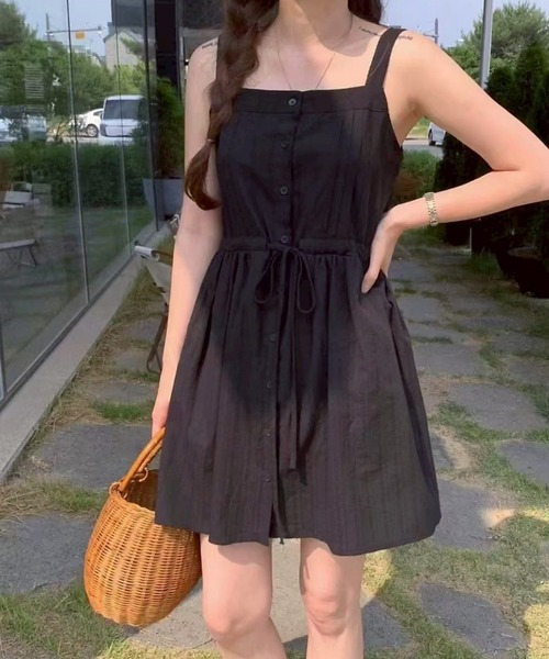 SpRay(スプレイ)の「前ボタンミニキャミワンピース(ワンピース・レディース・ホワイト/ブラック・FREE)」の5枚目の写真