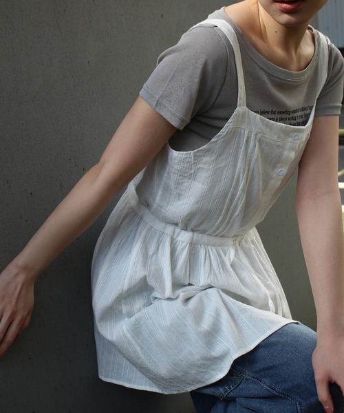 SpRay(スプレイ)の「前ボタンミニキャミワンピース(ワンピース・レディース・ホワイト/ブラック・FREE)」の6枚目の写真