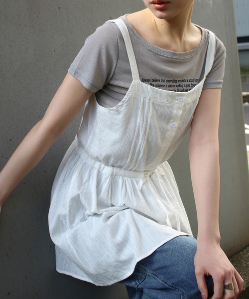 SpRay(スプレイ)の「前ボタンミニキャミワンピース(ワンピース・レディース・ホワイト/ブラック・FREE)」の7枚目の写真