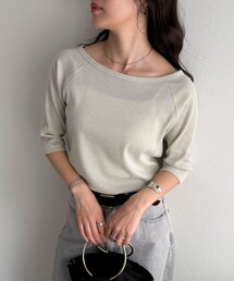 fredy emue | ラメテレコボートネックカットソー(Tシャツ/カットソー)