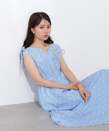 ⭐️新品⭐️ ナチュラルビューティベーシック ワンピース ノースリーブ ネイビー S セール】ショルダーギャザーピンタックワンピース(505225462