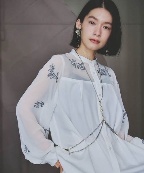 はたぁし⭐️ New arrival】 ◯ Jacquard cuffs シアーモードドレス ¥9,990