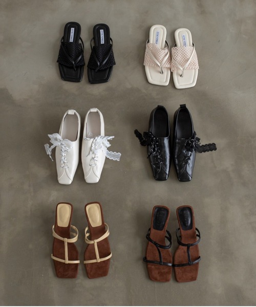 VACANCY(ヴァカンシー)の「【select item】スクエアトゥメッシュトングサンダル(サンダル・レディース・ブラック/ベージュ・MEDIUM/LARGE)」の12枚目の写真