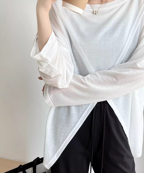 B'day（ビーデイ）の「【 B'day / ビーデー 】冷房対策 2wayトップス シースルー カットソー（Tシャツ/カットソー・レディース・ブラック/ホワイト・FREE）」の8枚目の写真