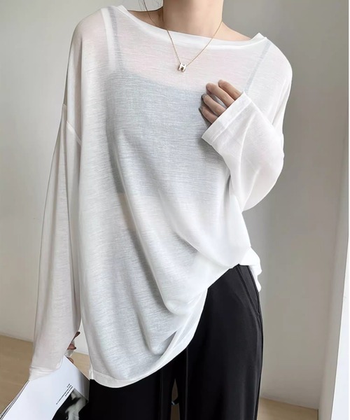 B'day（ビーデイ）の「【 B'day / ビーデー 】冷房対策 2wayトップス シースルー カットソー（Tシャツ/カットソー・レディース・ブラック/ホワイト・FREE）」の10枚目の写真