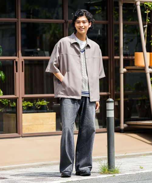 RAGEBLUE（レイジブルー）の「【セットアップ対応】配色ステッチ/オーバーサイズシャツ（シャツ/ブラウス・メンズ・ブラック/ホワイト/ネイビー/ベージュ・MEDIUM/LARGE）」の5枚目の写真