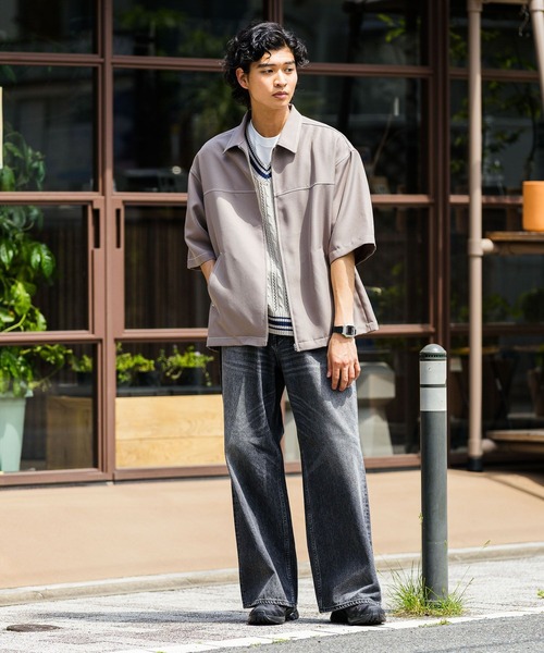 RAGEBLUE（レイジブルー）の「【セットアップ対応】配色ステッチ/オーバーサイズシャツ（シャツ/ブラウス・メンズ・ブラック/ホワイト/ネイビー/ベージュ・MEDIUM/LARGE）」の6枚目の写真