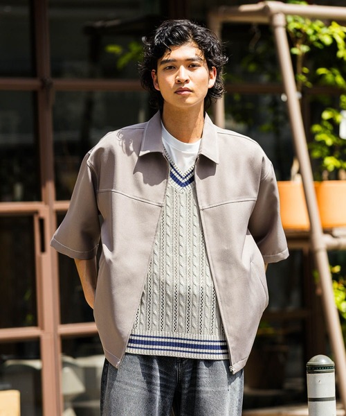 RAGEBLUE（レイジブルー）の「【セットアップ対応】配色ステッチ/オーバーサイズシャツ（シャツ/ブラウス・メンズ・ブラック/ホワイト/ネイビー/ベージュ・MEDIUM/LARGE）」の8枚目の写真