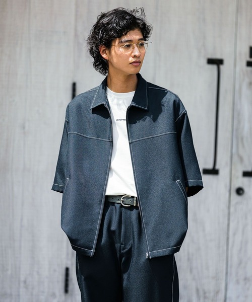 RAGEBLUE（レイジブルー）の「【セットアップ対応】配色ステッチ/オーバーサイズシャツ（シャツ/ブラウス・メンズ・ブラック/ホワイト/ネイビー/ベージュ・MEDIUM/LARGE）」の13枚目の写真