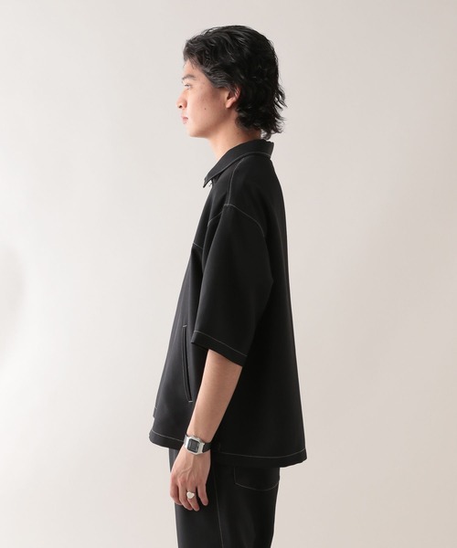 RAGEBLUE（レイジブルー）の「【セットアップ対応】配色ステッチ/オーバーサイズシャツ（シャツ/ブラウス・メンズ・ブラック/ホワイト/ネイビー/ベージュ・MEDIUM/LARGE）」の14枚目の写真