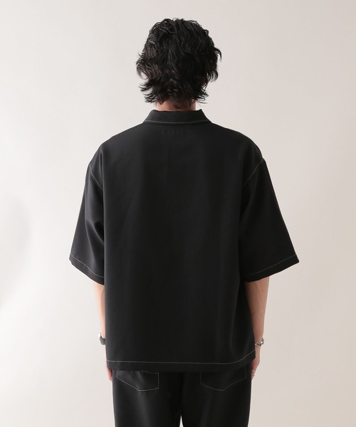 RAGEBLUE（レイジブルー）の「【セットアップ対応】配色ステッチ/オーバーサイズシャツ（シャツ/ブラウス・メンズ・ブラック/ホワイト/ネイビー/ベージュ・MEDIUM/LARGE）」の15枚目の写真